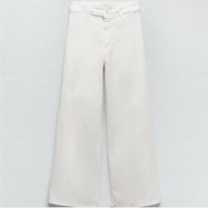 Zara White High Rise Jeans with Wide Leg
